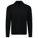 CP Company Arm Lens Wool Half Zip Knit Jumper Black - Boinclo - Outlet Sale Under Retail