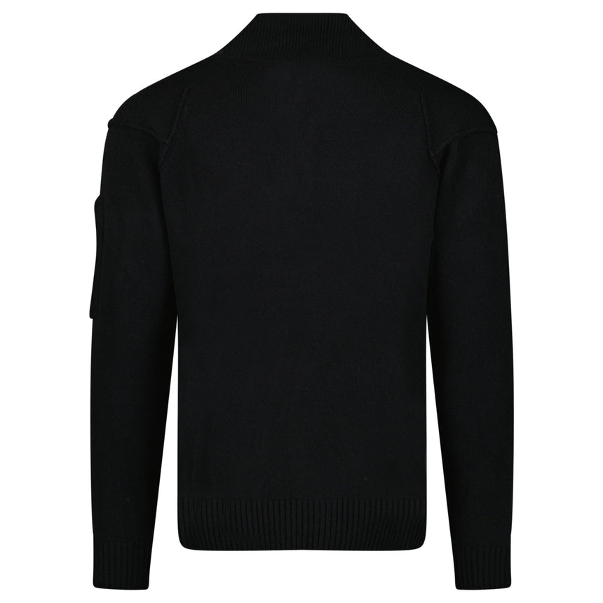 CP Company Arm Lens Wool Half Zip Knit Jumper Black - Boinclo - Outlet Sale Under Retail