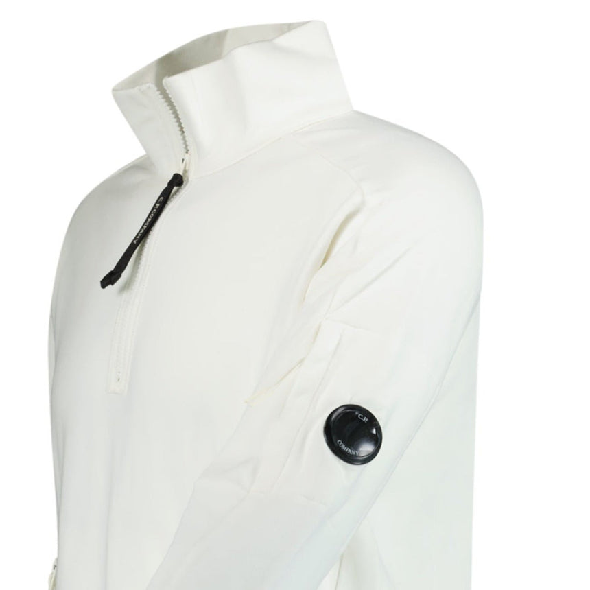 CP Company Collar 1/4 Zip Diagonal Raised Fleece White - Boinclo ltd - Outlet Sale Under Retail