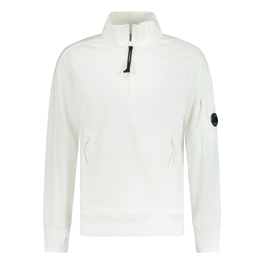 CP Company Collar 1/4 Zip Diagonal Raised Fleece White - Boinclo ltd - Outlet Sale Under Retail