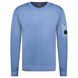 CP Company Dyed Merino Crew Neck Ribbed Knitted Jumper Flint Blue - Boinclo - Outlet Sale Under Retail