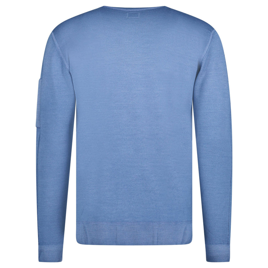 CP Company Dyed Merino Crew Neck Ribbed Knitted Jumper Flint Blue - Boinclo - Outlet Sale Under Retail