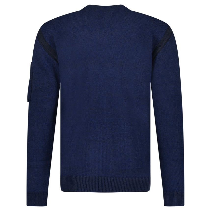 CP Company Fleece Knit Crewneck Vanisé Lens Knit Jumper Estate Blue - Boinclo - Outlet Sale Under Retail