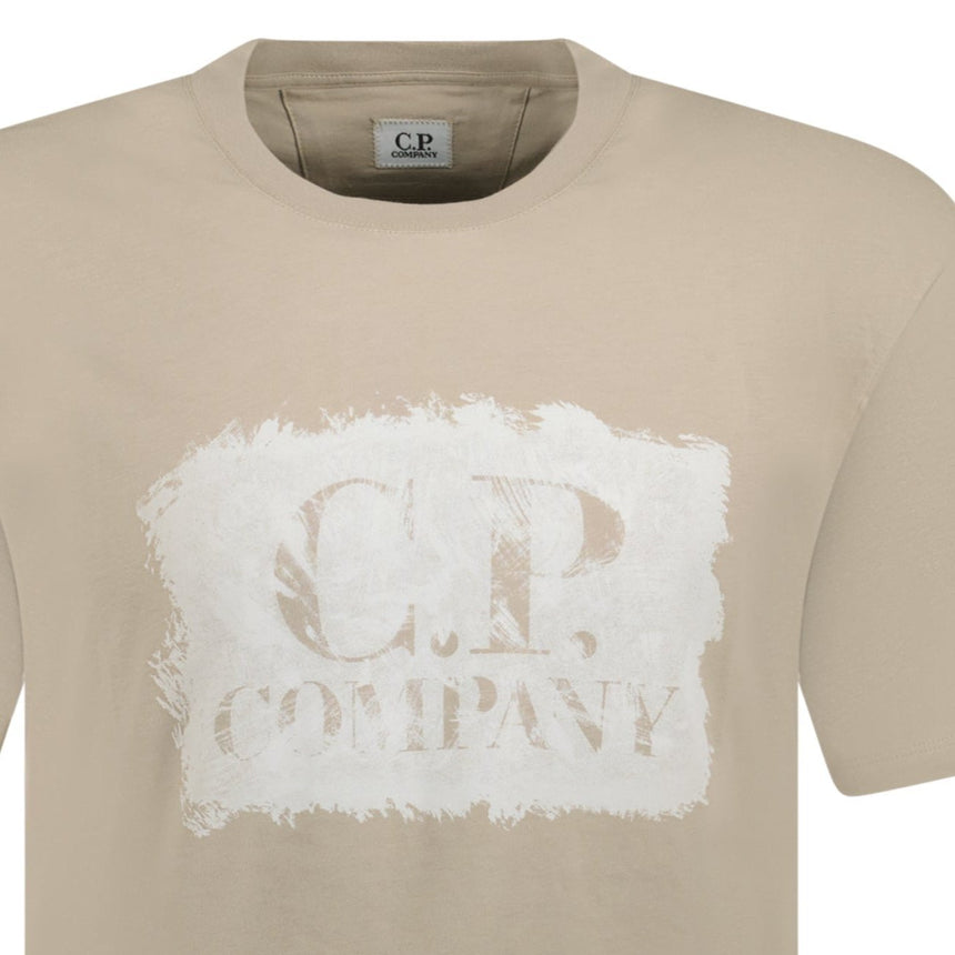 CP Company Jersey Graphic Large Logo T-Shirt Beige - Boinclo - Outlet Sale Under Retail