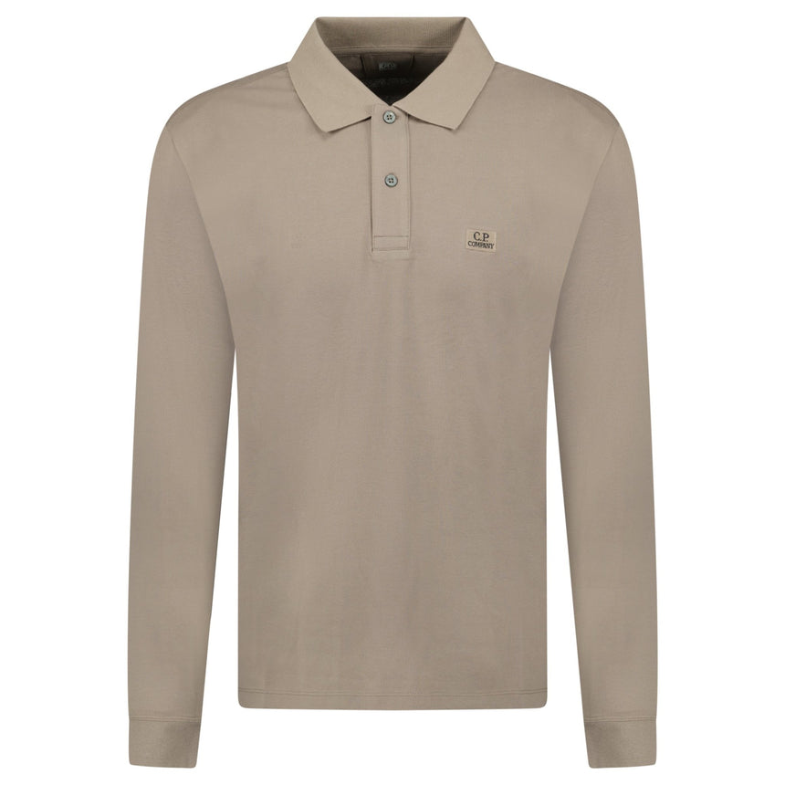 CP Company Long Sleeve Piquet Polo T-Shirt Walnut Beige - Boinclo - Outlet Sale Under Retail