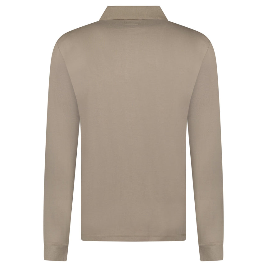 CP Company Long Sleeve Piquet Polo T-Shirt Walnut Beige - Boinclo - Outlet Sale Under Retail