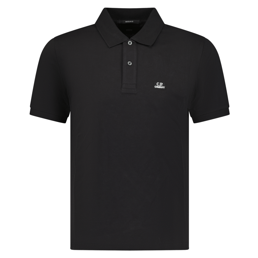 CP Company Short Sleeve Stitch Logo Polo - Shirt Black - Boinclo - Outlet Sale Under Retail