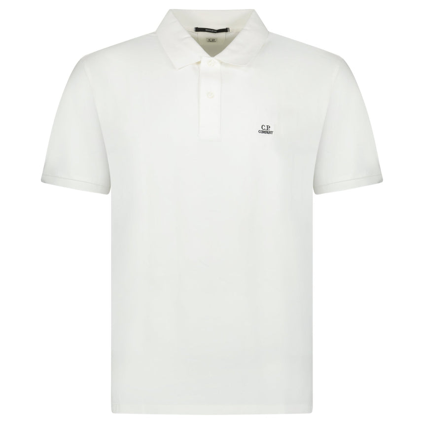 CP Company Short Sleeve Stitch Logo Polo - Shirt White - Boinclo - Outlet Sale Under Retail