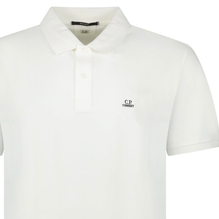 CP Company Short Sleeve Stitch Logo Polo - Shirt White - Boinclo - Outlet Sale Under Retail