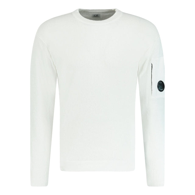 CP Company Sponge Knit Arm Lens Sweatshirt White - Boinclo ltd - Outlet Sale Under Retail