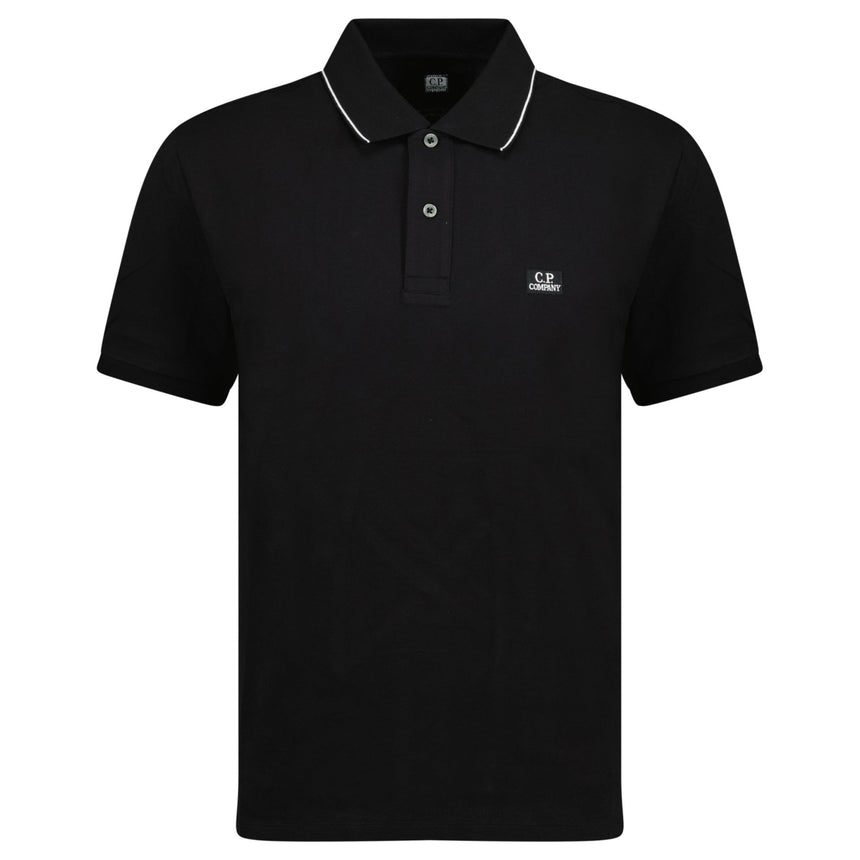 CP Company Stretch Piquet Striped Collar Polo Shirt Black - Boinclo - Outlet Sale Under Retail