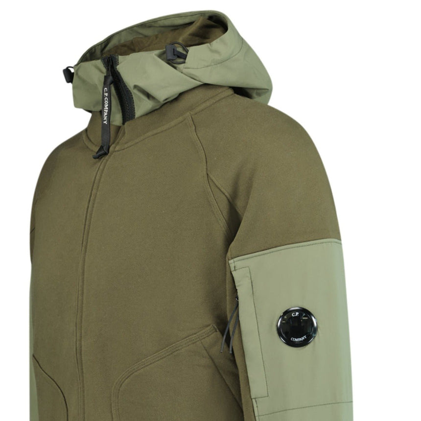 CP Company Zip - Up Lens Hooded Sweatshirt Khaki - Boinclo ltd - Outlet Sale Under Retail