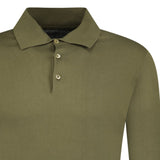 Cruciani 3 Button Up Polo Long Sleeve T - shirt Khaki - Boinclo ltd - Outlet Sale Under Retail