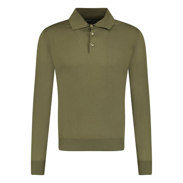 Cruciani 3 Button Up Polo Long Sleeve T - shirt Khaki - Boinclo ltd - Outlet Sale Under Retail