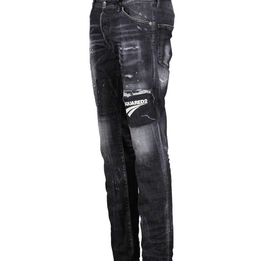 DSquared2 'Cool Guy' Print Logo Slim Fit Jeans Black - Boinclo - Outlet Sale Under Retail