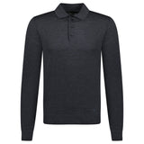 Emporio Armani Eagle Logo Virgin Wool Long Sleeve Polo - Shirt Black - Boinclo - Outlet Sale Under Retail