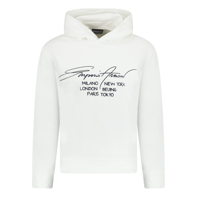 Emporio Armani Front Print Hooded Sweatshirt White - Boinclo ltd - Outlet Sale Under Retail