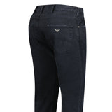 Emporio Armani J45 Slim Fit 5 Pocket Silver Logo Distressed Patch Jeans Black - Boinclo - Outlet Sale Under Retail