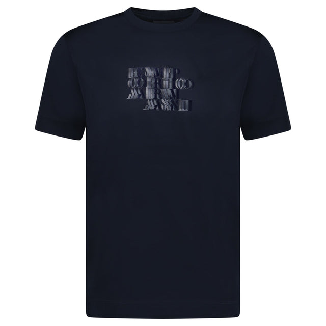 Emporio Armani Velvet Writing Logo Mercerised T-Shirt Navy - Boinclo - Outlet Sale Under Retail