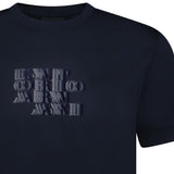 Emporio Armani Velvet Writing Logo Mercerised T-Shirt Navy - Boinclo - Outlet Sale Under Retail