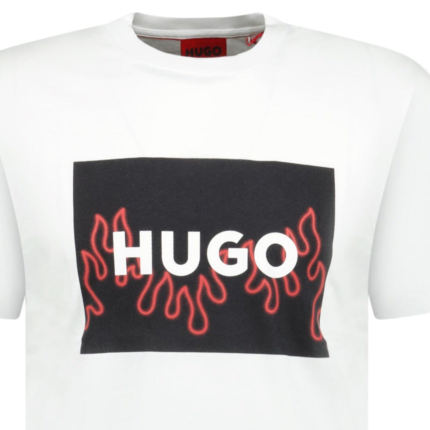 HUGO Flame Logo T - Shirt White - Boinclo ltd - Outlet Sale Under Retail