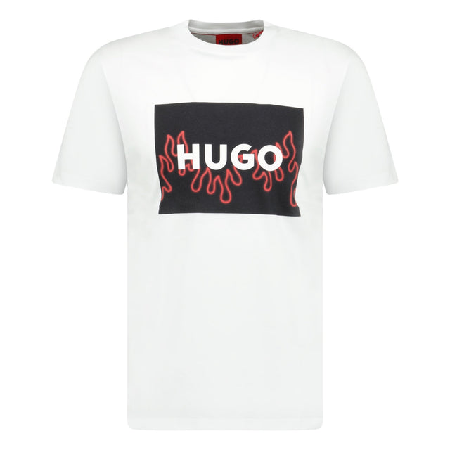 HUGO Flame Logo T - Shirt White - Boinclo ltd - Outlet Sale Under Retail