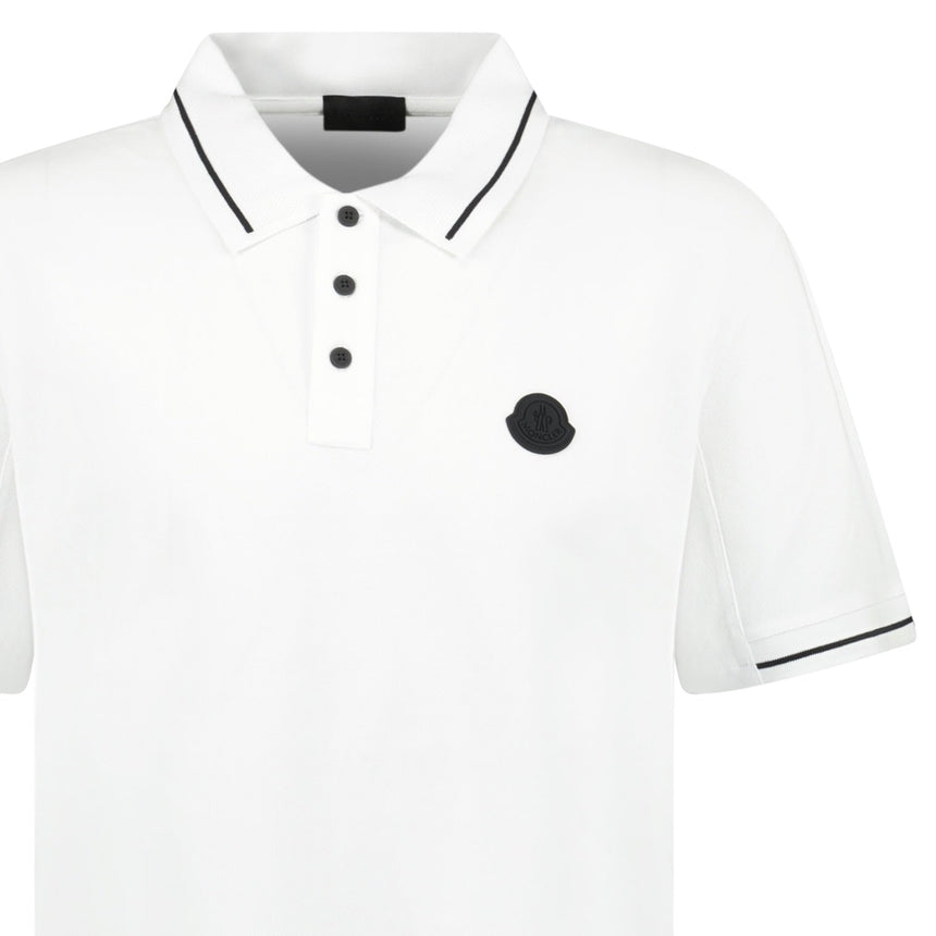 Moncler Logo Patch Smart Polo Shirt in White - Boinclo - Outlet Sale Under Retail