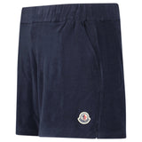 Moncler Logo - Patch Velour Shorts in Navy - Boinclo - Outlet Sale Under Retail