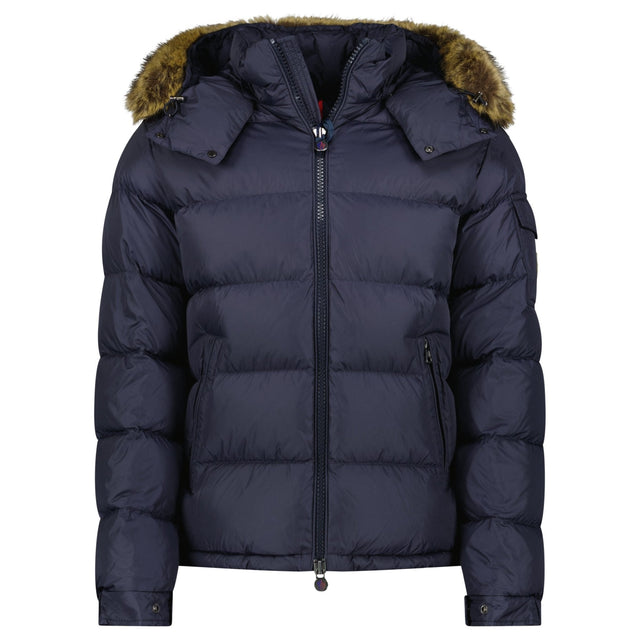 Moncler Maya Fur Giubbotto Jacket in Navy Blue - Boinclo - Outlet Sale Under Retail