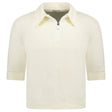 Moncler Zip Polo - Shirt Cream - Boinclo - Outlet Sale Under Retail