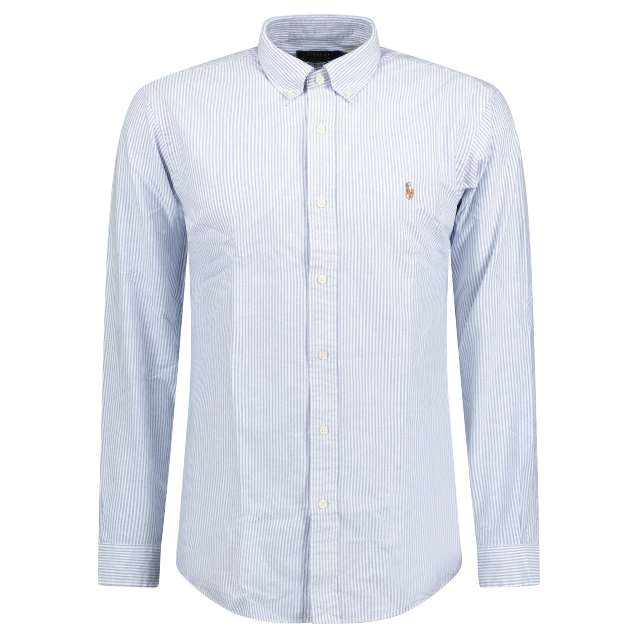 Color variation of Custom Fit Striped Stretch Oxford Shirt Blue & White