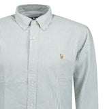 Polo Ralph Lauren Custom Fit Striped Stretch Oxford Shirt Green & White - Boinclo - Outlet Sale Under Retail