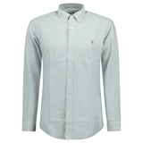 Polo Ralph Lauren Custom Fit Striped Stretch Oxford Shirt Green & White - Boinclo - Outlet Sale Under Retail