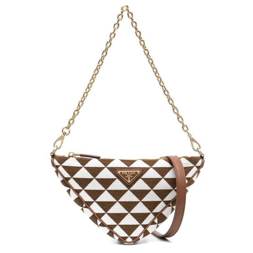 Prada Embroidered Jacquard Fabric Mini - Bag Brown & White - Boinclo - Outlet Sale Under Retail