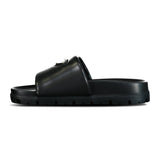 PRADA TRIANGLE LOGO CHUNKY NAPPA LEATHER SLIDES BLACK - Boinclo ltd - Outlet Sale Under Retail