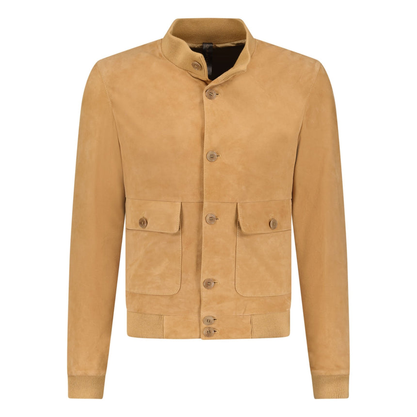 Ruffo Button - Up Suede Jacket Beige - Boinclo ltd - Outlet Sale Under Retail