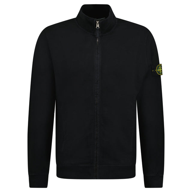 Stone Island Badge Zipped Cotton - Jersey Sweatshirt in Black - Boinclo - Outlet Sale Under Retail