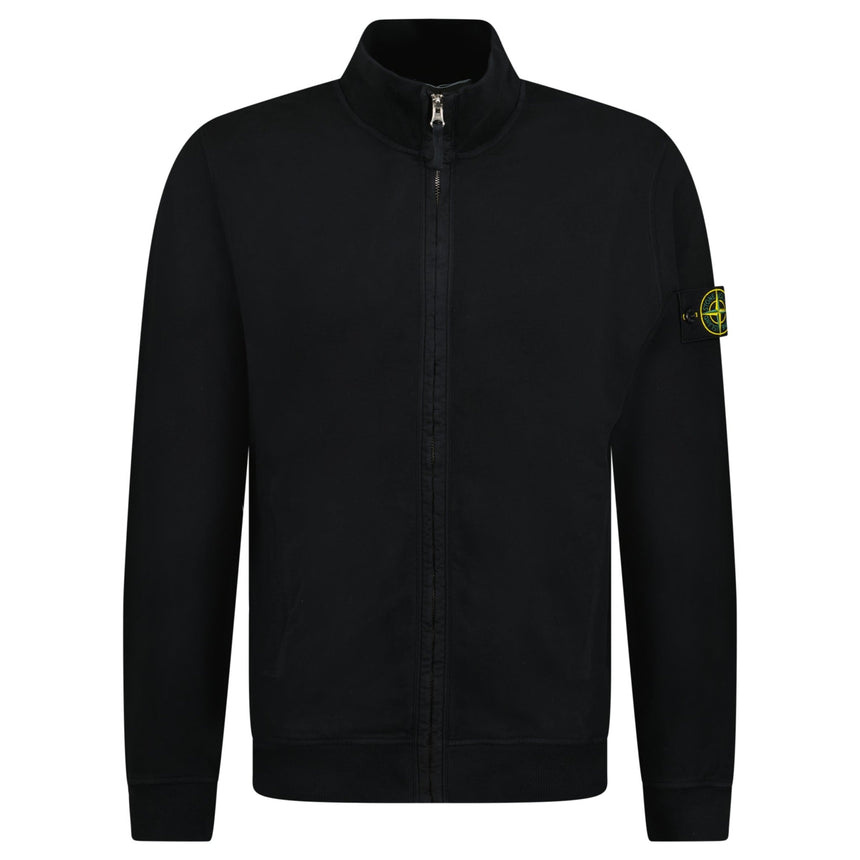 Stone Island Badge Zipped Cotton - Jersey Sweatshirt in Black - Boinclo - Outlet Sale Under Retail