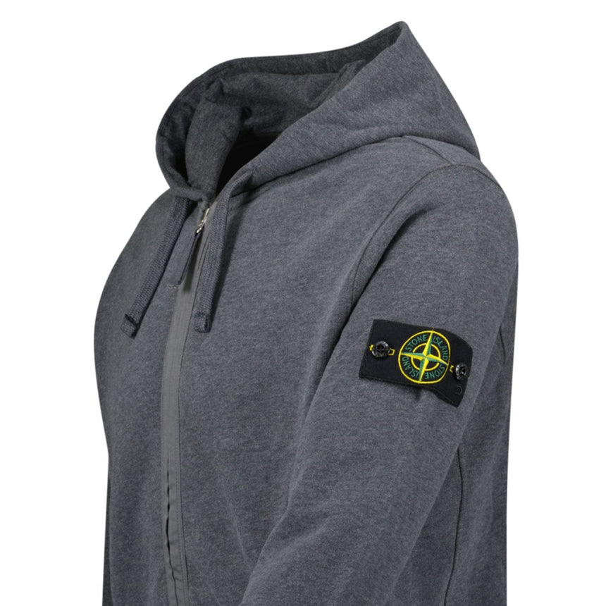 Stone Island Brushed Zip Organic Cotton Hooded Sweatshirt Dark Grey - Boinclo - Outlet Sale Under Retail