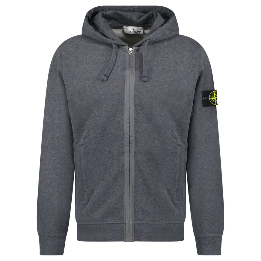 Stone Island Brushed Zip Organic Cotton Hooded Sweatshirt Dark Grey - Boinclo - Outlet Sale Under Retail