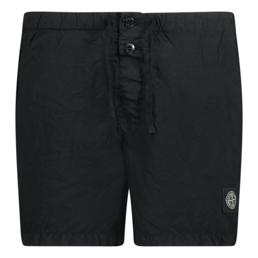 Stone Island Chrome Swim Shorts With Buttons Black - Boinclo - Outlet Sale Under Retail