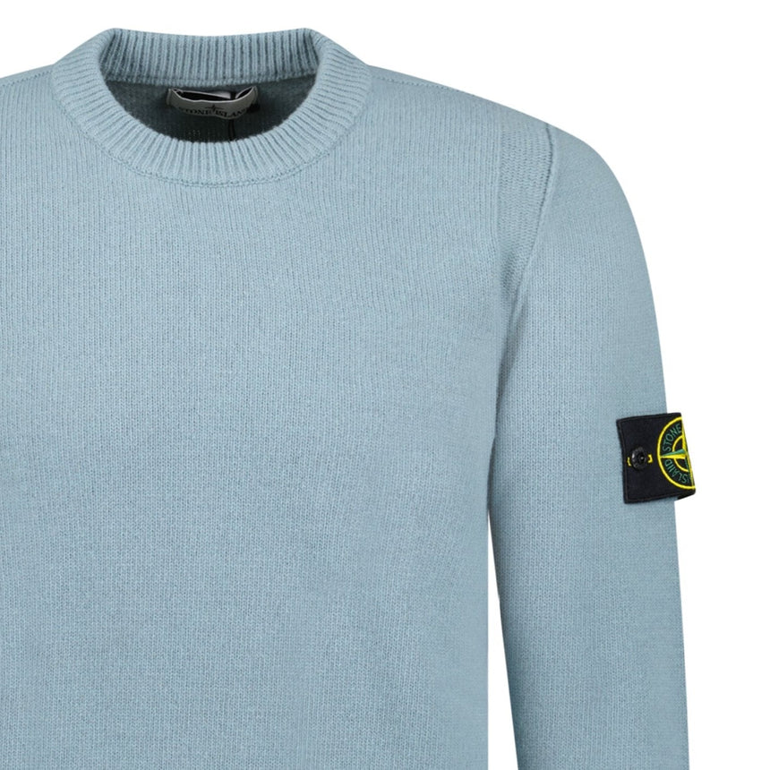 Stone Island Compass - Badge Knit Wool Jumper Green Grey - Boinclo - Outlet Sale Under Retail