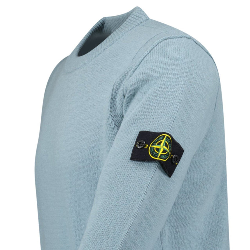 Stone Island Compass - Badge Knit Wool Jumper Green Grey - Boinclo - Outlet Sale Under Retail