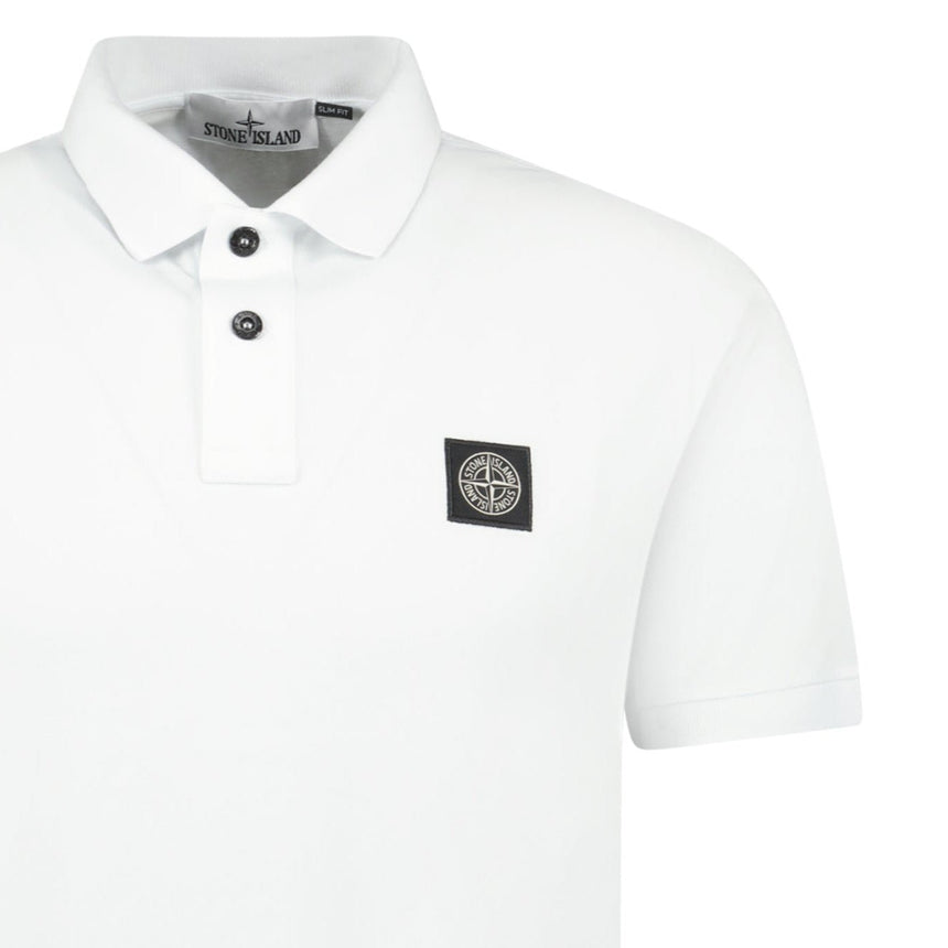 Stone Island Compass Badge Polo T-Shirt Slim Fit White - Boinclo - Outlet Sale Under Retail