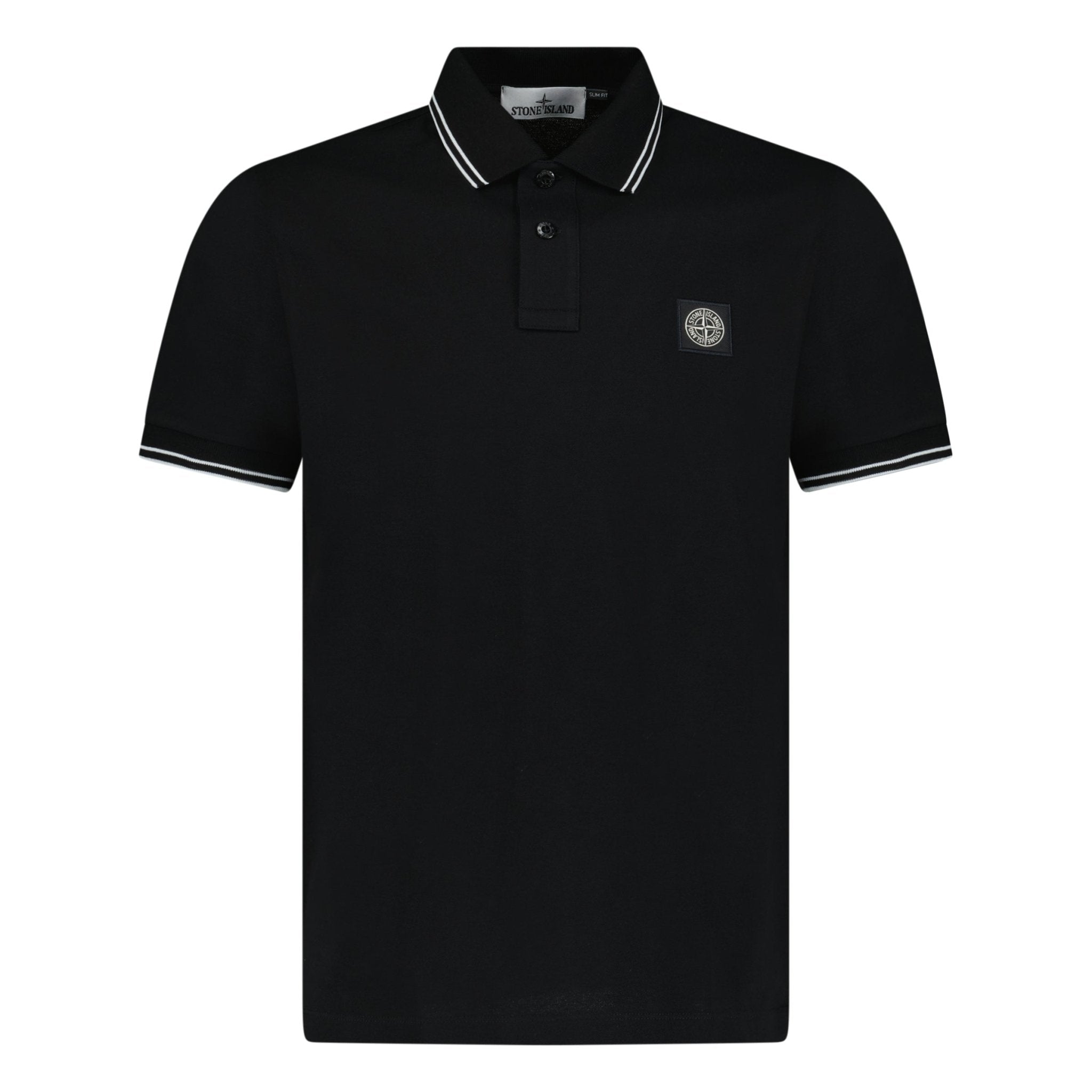 Color variation of Stripe Collar Polo T-Shirt Slim Fit Black