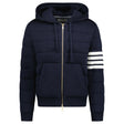 Thom Browne Merino Wool Jersey Stitch Padded 4 - Bar Zip - Up Hoodie in Navy - Boinclo - Outlet Sale Under Retail