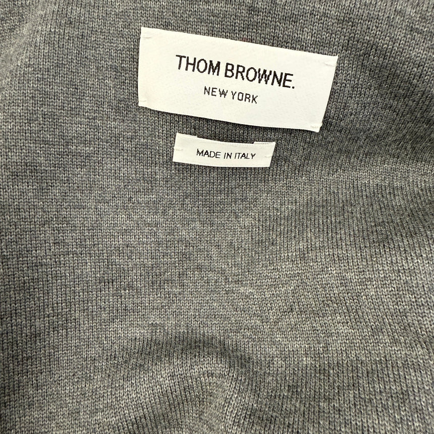 Thom Browne Merino Wool Jersey Stitch Padded 4 - Bar Zip - Up Hoodie in Navy - Boinclo - Outlet Sale Under Retail