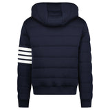 Thom Browne Merino Wool Jersey Stitch Padded 4 - Bar Zip - Up Hoodie in Navy - Boinclo - Outlet Sale Under Retail