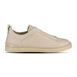 Zegna Triple Stitch Trainers Beige Deerskin - Boinclo - Outlet Sale Under Retail