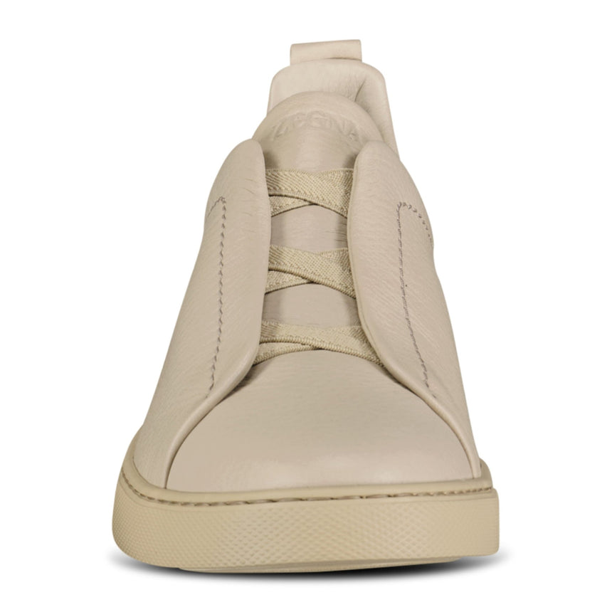 Zegna Triple Stitch Trainers Beige Deerskin - Boinclo - Outlet Sale Under Retail